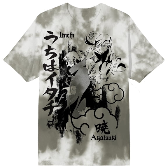 Naruto Oversize Itachi Adult Gray Wash Short Sleeve Tee -XL