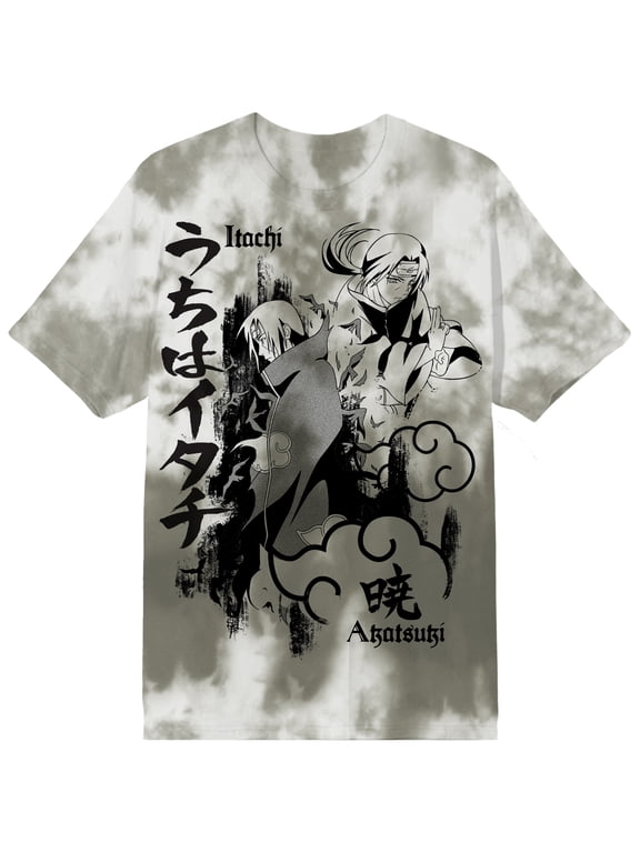 Naruto Oversize Itachi Adult Gray Wash Short Sleeve Tee -XL