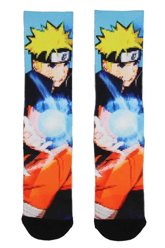 Naruto Part II Shippuden Pixel Character All Over Sublimated Crew Socks