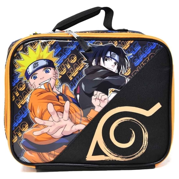 Bioworld Kids Insulated Lunch Bag with Handle, Naruto Rectangle Lunch Bag Design for Boys