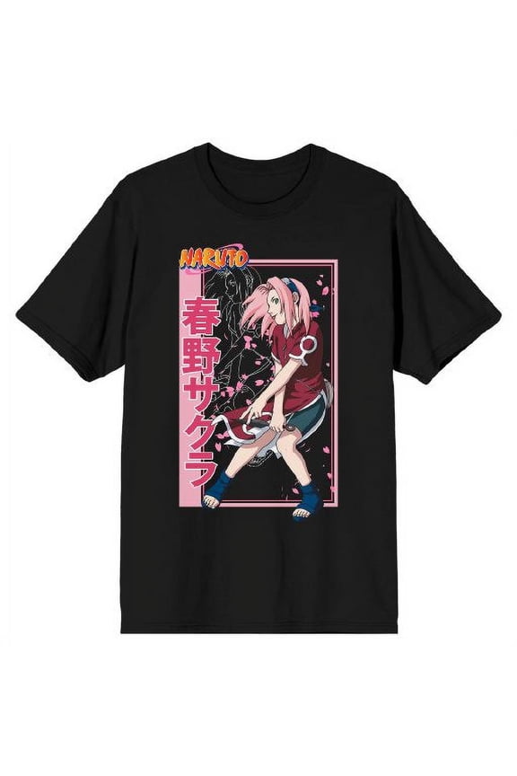 Naruto Sakura Haruno Men's Black T-shirt-XL