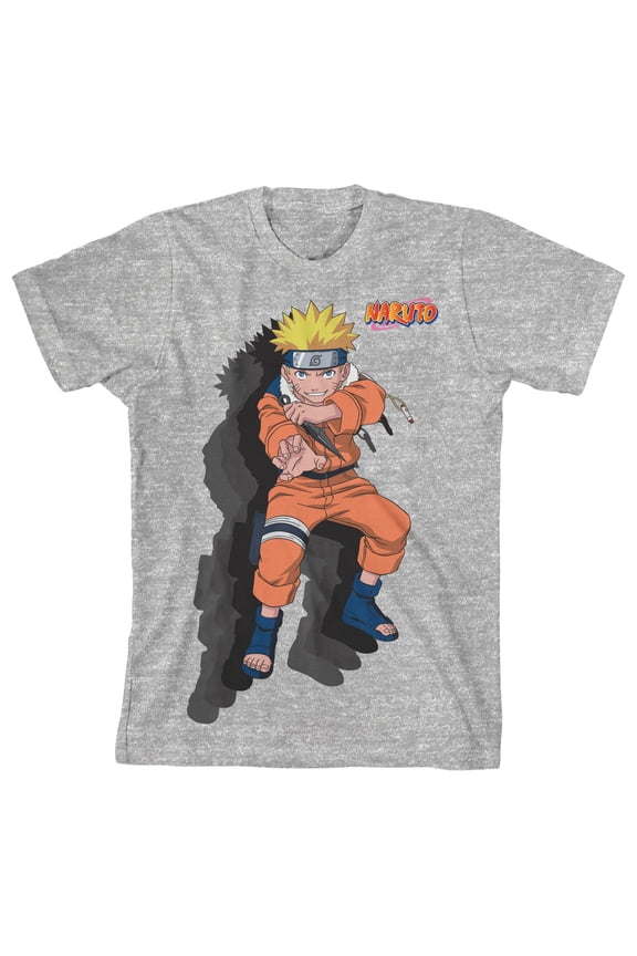Naruto Shadow Effect Crew Neck Short Sleeve Athletic Heather Boy's T-shirt-M