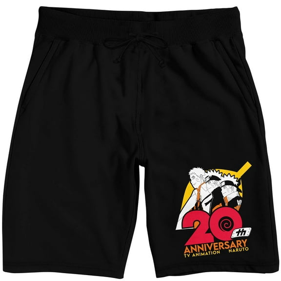 Naruto Shippuden 20th Anniversary Men's Black Lounge Shorts-Medium