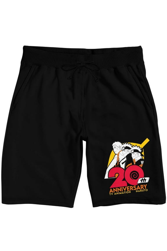 Naruto Shippuden 20th Anniversary Men's Black Lounge Shorts-Medium