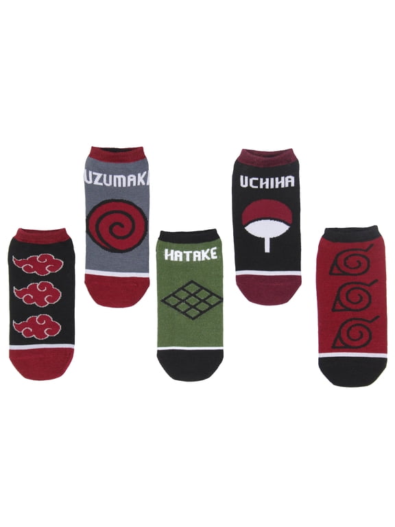 Shippuden Socks Adult Akatsuki And Clan Names Anime No Show Mix And Match Ankle Socks 5 Pairs