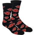 thumbnail image 1 of Naruto Shippuden Adult Crew Socks Akatsuki Symbol Anime Officially Licensed One Size, 1 of 3