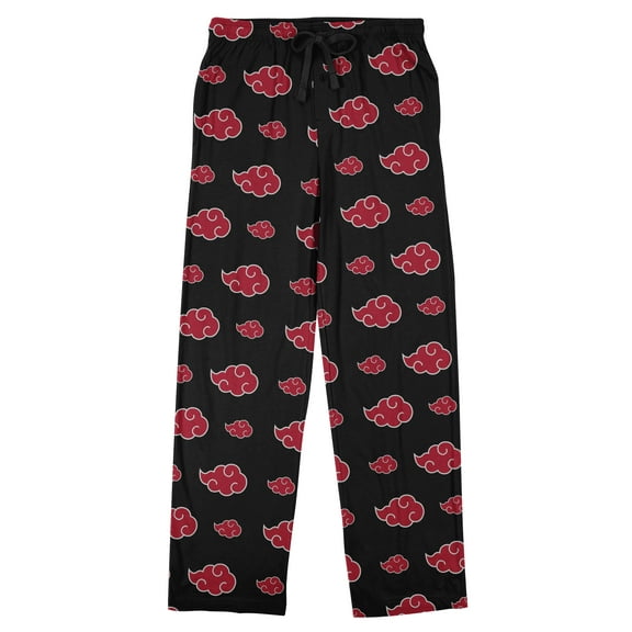 Naruto Shippuden Akatsuki Cloud Symbol AOP Men's Black Sleep Pajama Pants-XXL