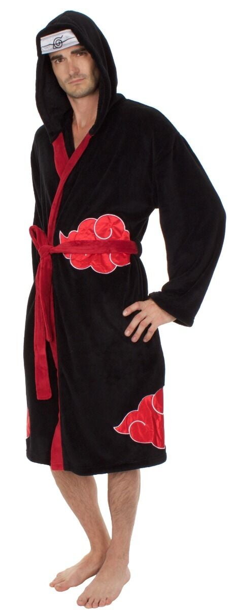 Naruto Shippuden Akatsuki Anime Fleece Bathrobe Black Walmart