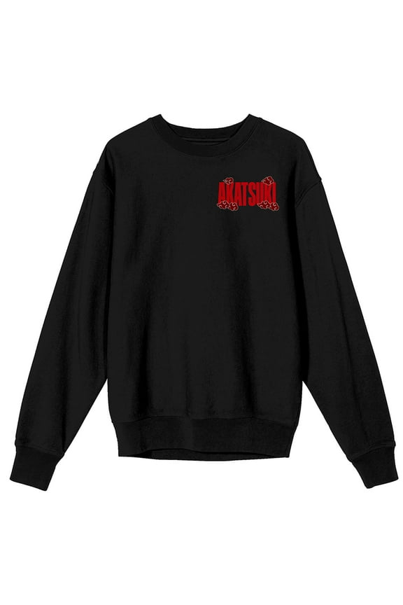 Naruto Shippuden Akatsuki Icons Crew Neck Long Sleeve Adult Black Sweatshirt-Large