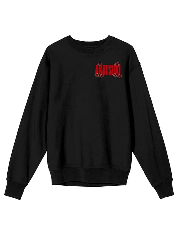 Naruto Shippuden Akatsuki Icons Crew Neck Long Sleeve Adult Black Sweatshirt-Small
