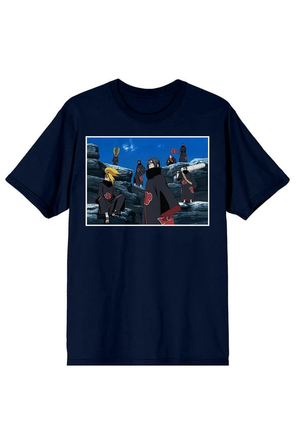Naruto Shippuden Akatsuki Members Navy Blue Graphic Tee- L