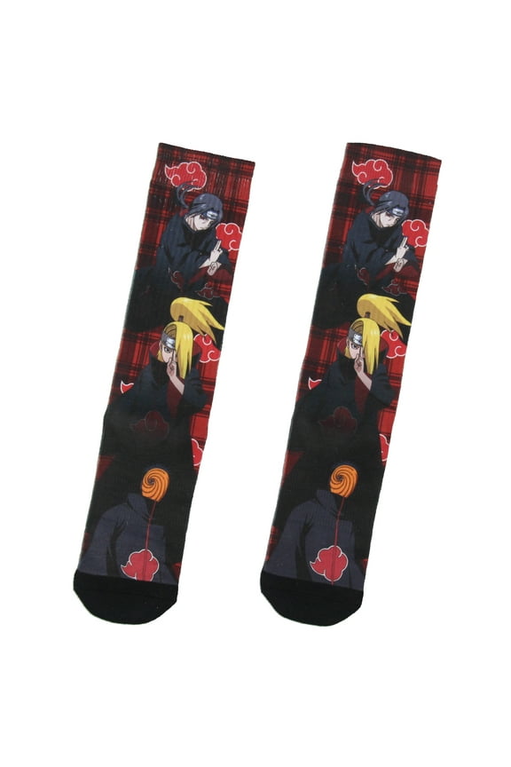Naruto Shippuden Akatsuki Socks Anime Manga Men's Itachi Tobi Obito Deidara Sublimated Crew Socks