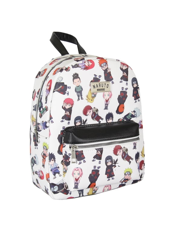 Shippuden Allover Chibi Character Faux Leather Mini Backpack Tote bag 12"