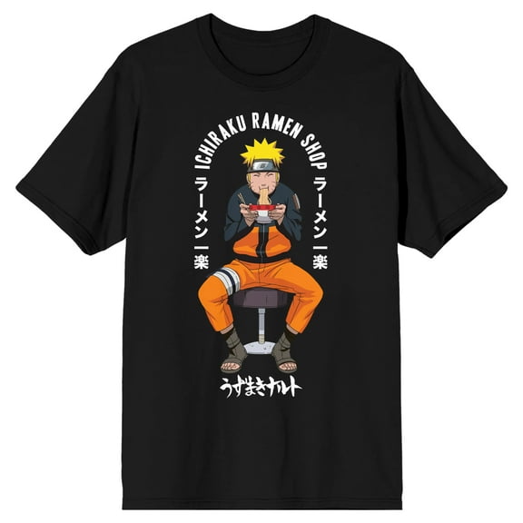 Naruto Shippuden Anime Cartoon Ichiraku Ramen Men's Black Shirt - 3XL