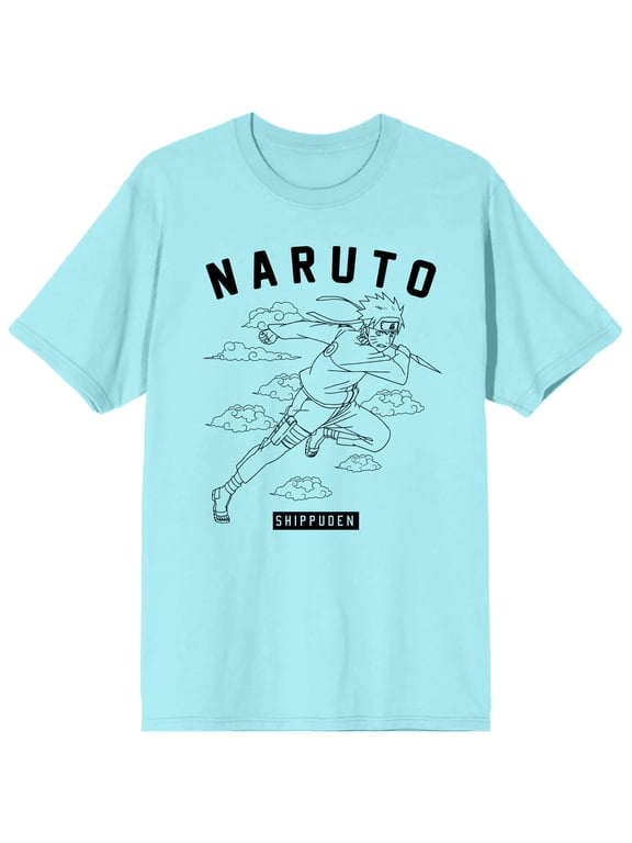 Naruto Shippuden Anime Cartoon Varsity Clouds Blue Tee -XL