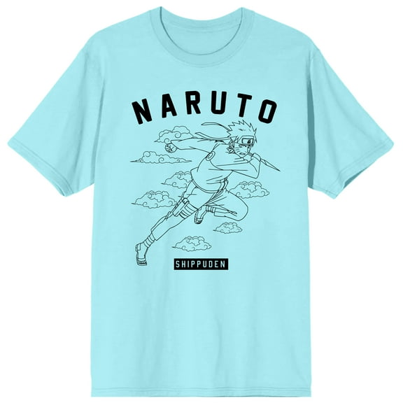 Naruto Shippuden Anime Cartoon Varsity Clouds  Blue Tee -XXL