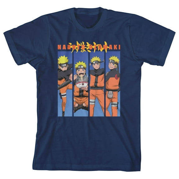 Naruto Shippuden Anime Cartoon Youth Boys Navy Blue Graphic Tee-Small