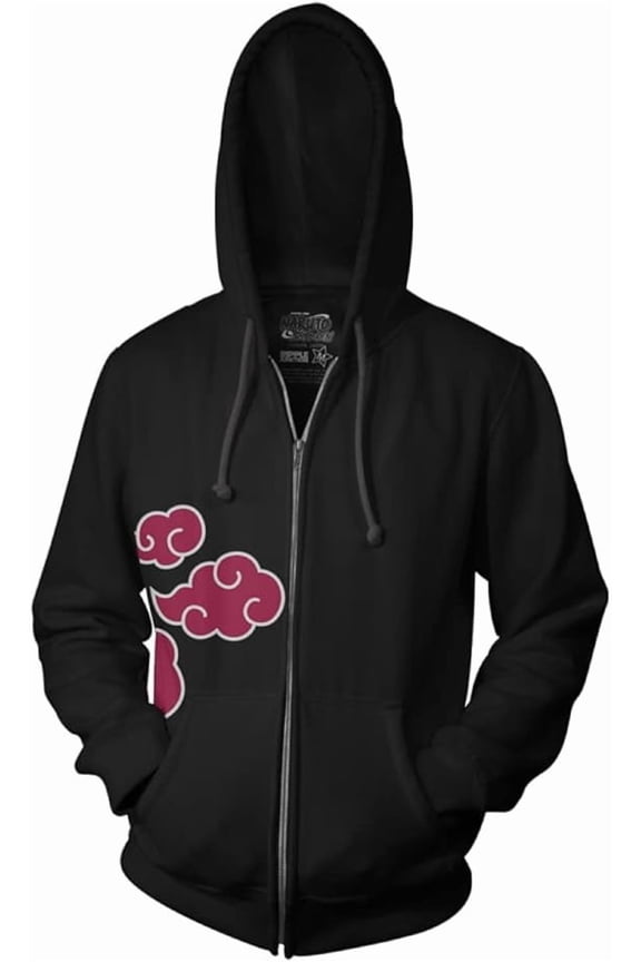 Naruto Shippuden Anti Leaf Clouds Akatsuki Anime Licensed Adult Hoodie Large Black
