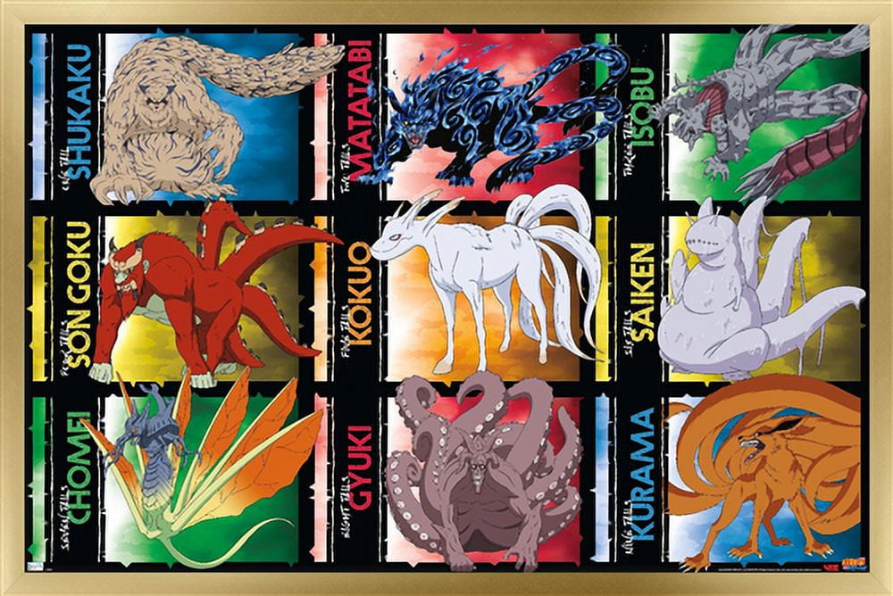 Naruto Shippuden - Biju Grid Wall Poster, 22.375" x 34" Framed