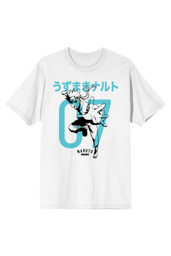 Naruto Shippuden Black and White Naruto 07 Men's White T-shirt-3XL