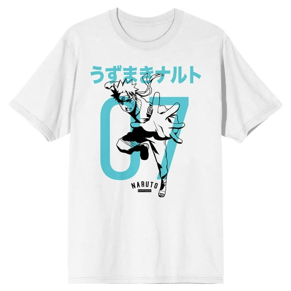 Naruto Shippuden Black and White Naruto 07 Men's White T-shirt-M