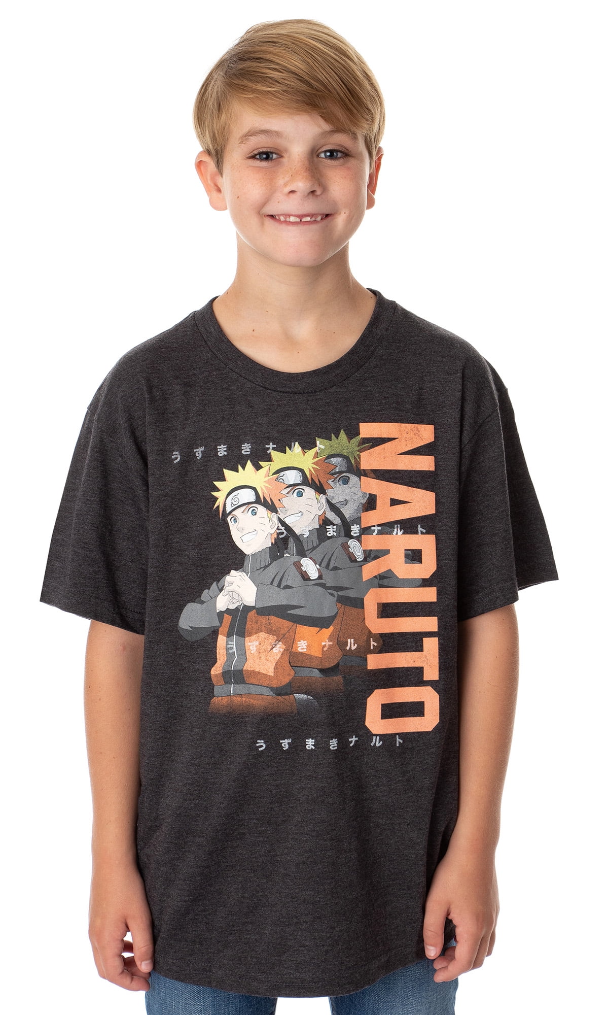 Naruto Shippuden Boys' Graphic Tee, Triple Character Youth Apparel T ...
