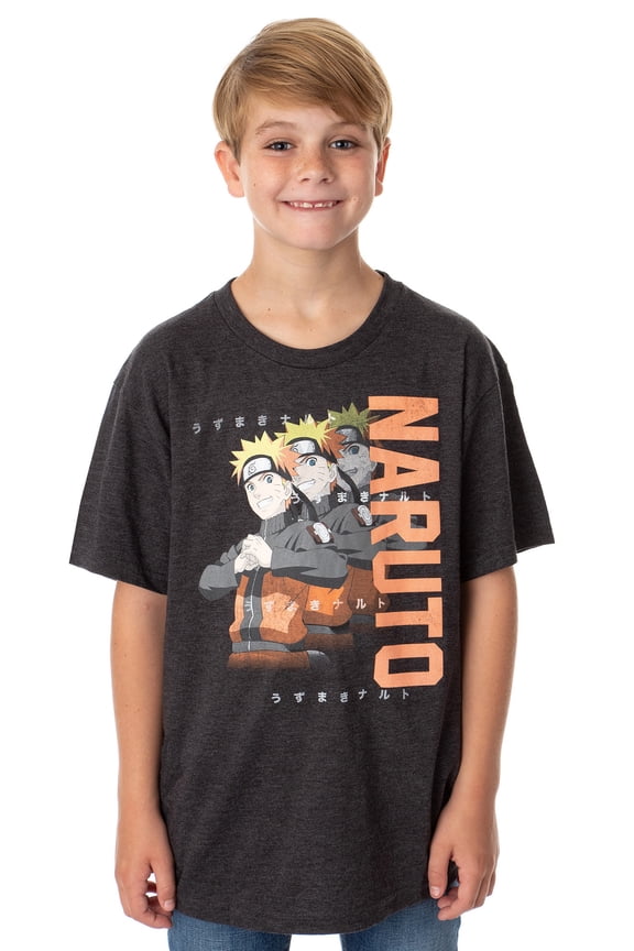 Naruto Shippuden Boys' Anime Manga Triple Character Youth Kids T-Shirt