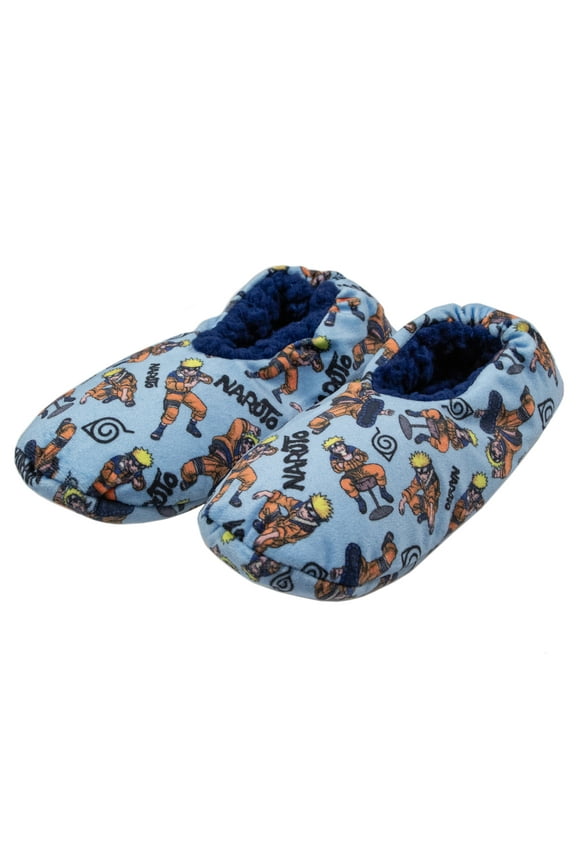 Naruto Shippuden Boys' Naruto Uzumaki Allover Design Plush-Lined Non-Slip Slippers Socks For Boys And Girls