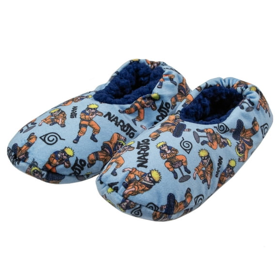 Naruto Shippuden Boys' Naruto Uzumaki Allover Design Plush-Lined Non-Slip Slippers Socks For Boys And Girls