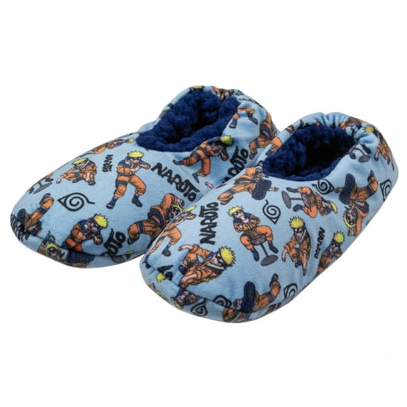 Naruto Shippuden Boys' Naruto Uzumaki Allover Design Plush-Lined Non-Slip Slippers Socks For Boys And Girls
