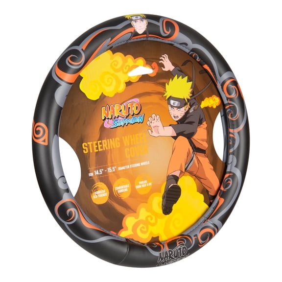 Naruto Shippuden Car Steering Wheel Cover, 15 Inch Anime Steering Wheel Cover, Cushioned Soft Comfortable Cover Anime Car Accessories for Men Women, Nine Tails