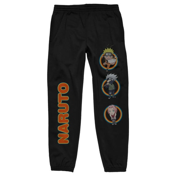 Naruto Shippuden Character Coin Stack Men's Black Jogger Pants-XL