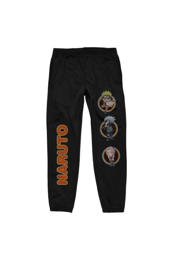 Naruto Shippuden Character Coin Stack Men's Black Jogger Pants-XXL