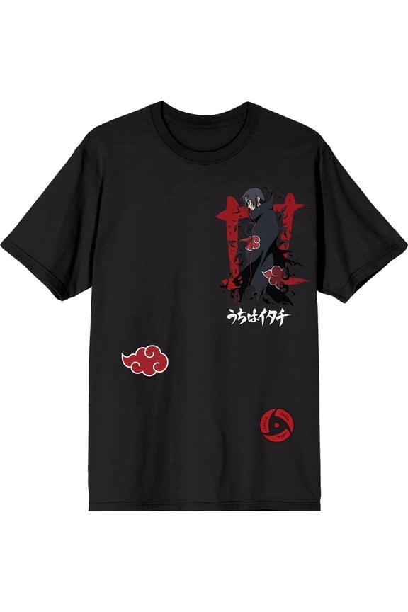 Naruto Shippuden Character Men's Black Graphic Tee-Large
