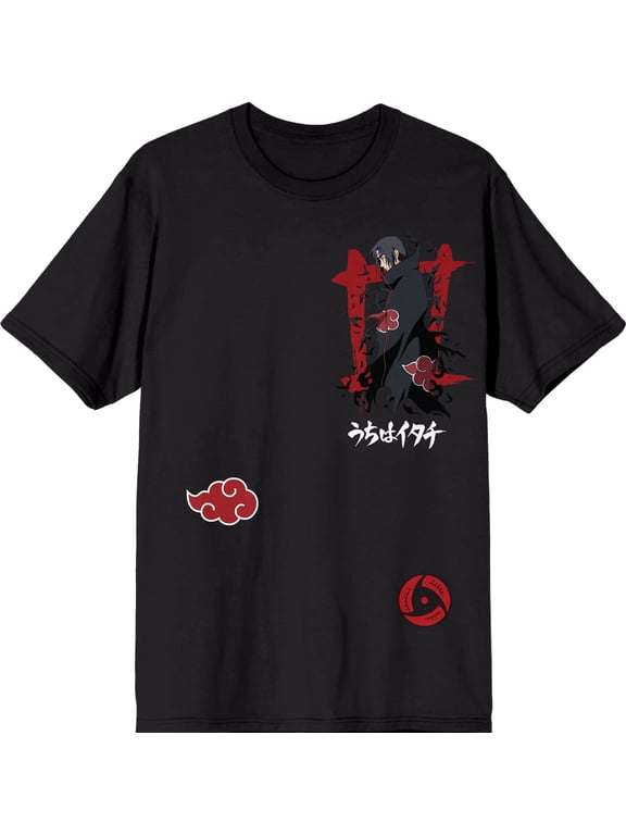 Naruto Shippuden Character Men's Black Graphic Tee-Large