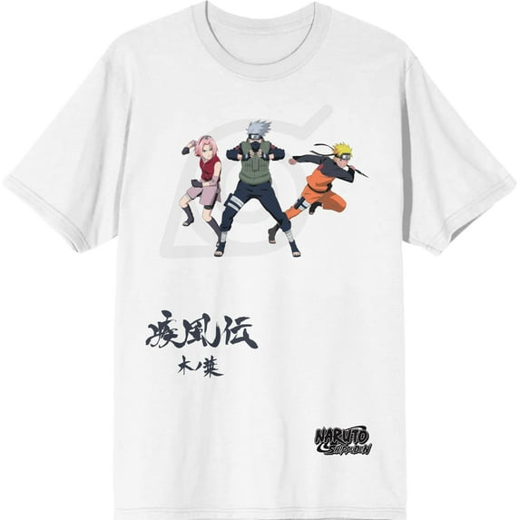 Naruto Shippuden Character Men's White Graphic Tee-Large