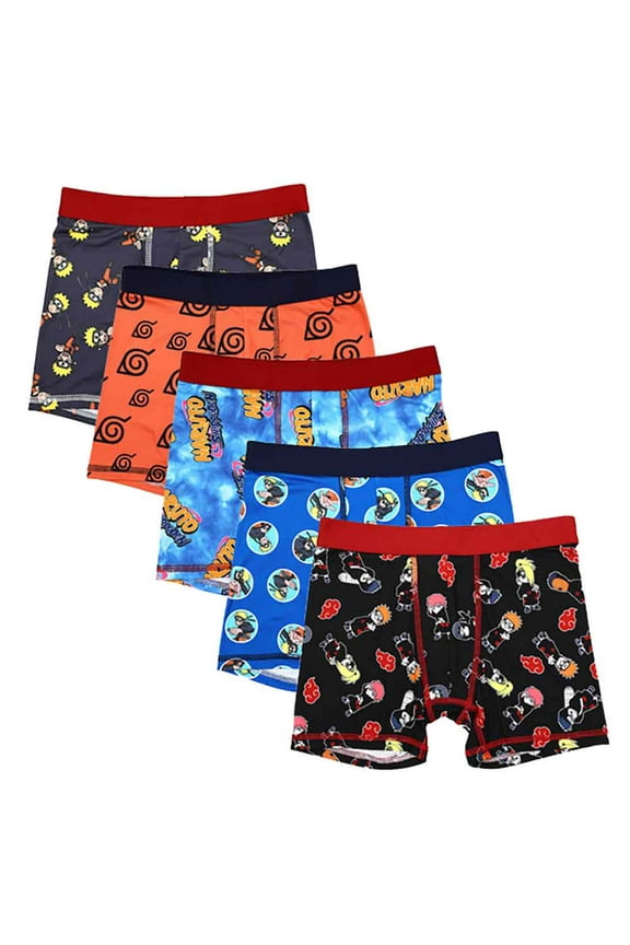 Naruto Shippuden Character Print Multipack Boys Boxer Briefs Underwear-Size-10