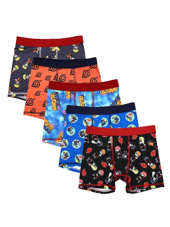Naruto Shippuden Character Print Multipack Boys Boxer Briefs Underwear-Size-4