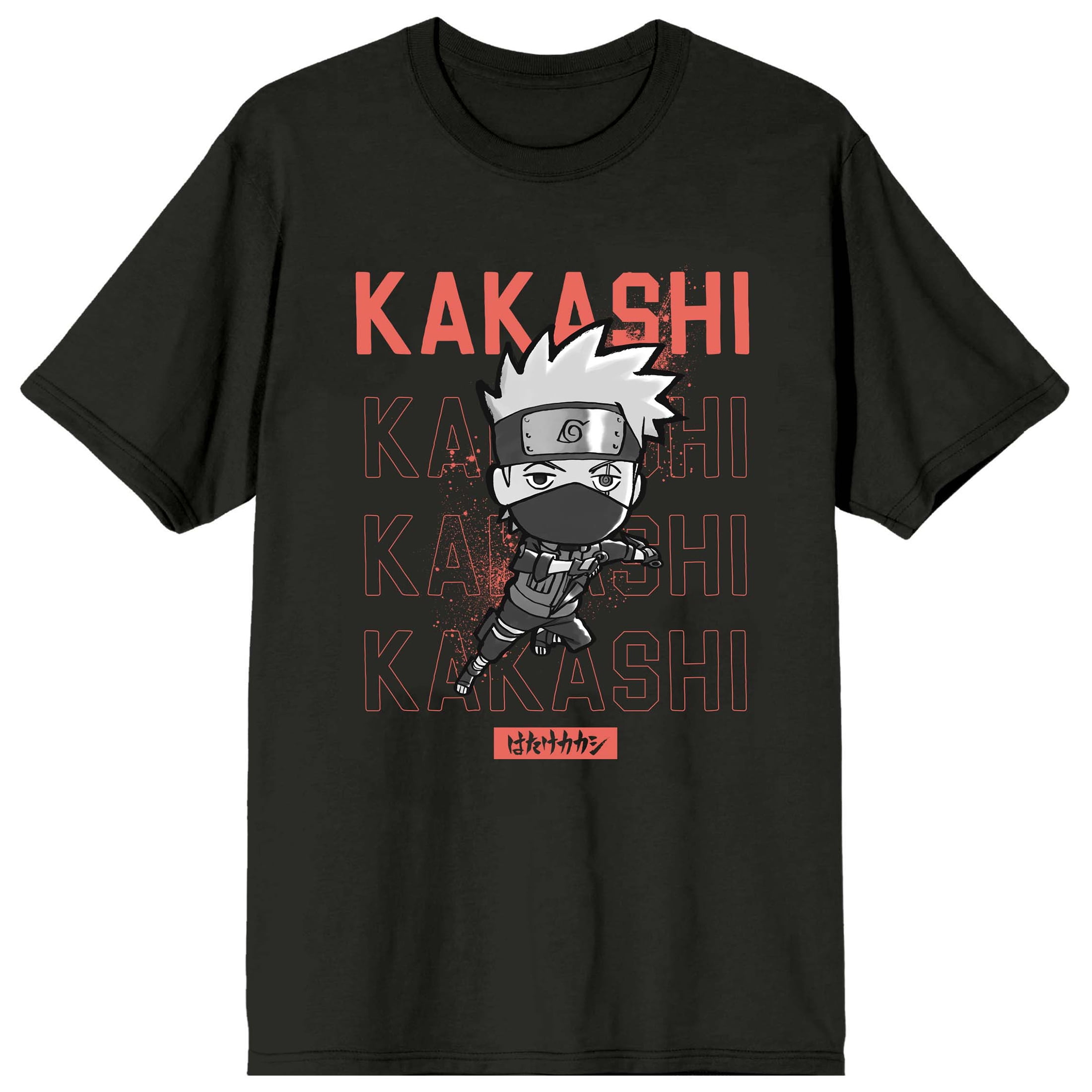 Naruto Shippuden Chibi Kakashi Crew Neck Short Sleeve Black Men s T shirt 5XL