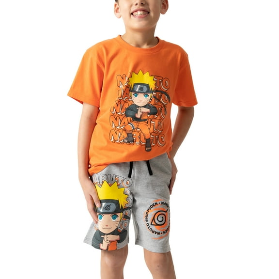 Naruto Shippuden Chibi Naruto Boy's T-shirts Graphic Tee And Shorts Set-Large