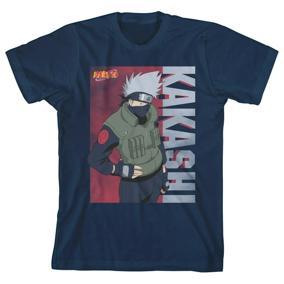 Naruto Shippuden Classic Kakashi Youth Boys Navy Tee-Large