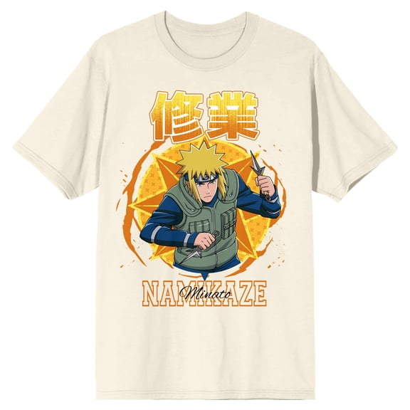Naruto Shippuden Fourth Hokage Adult Natural Crew Neck Short Sleeve T-shirt-Large