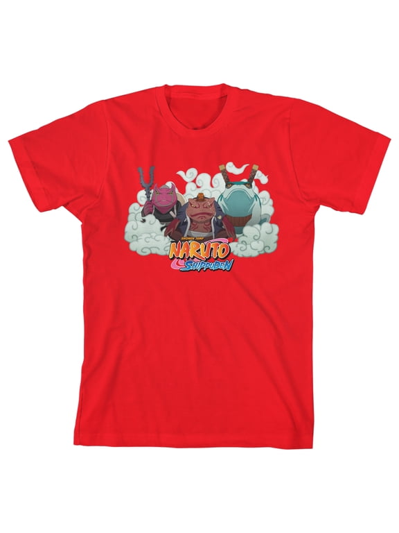 Naruto Shippuden Frog Summoning Jutsu Youth Boys Red Short Sleeve Shirt- XS