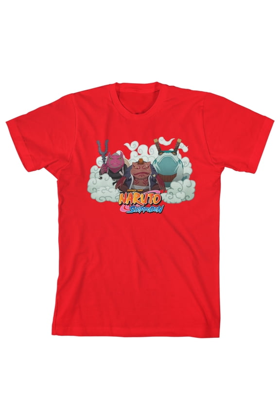 Naruto Shippuden Frog Summoning Jutsu Youth Boys Red Short Sleeve Shirt- XS