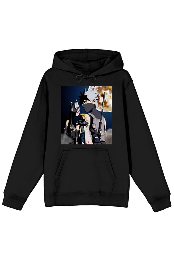 Naruto Shippuden Full Moon Hokage Clan Character Art Men's Black Sweatshirt-Large