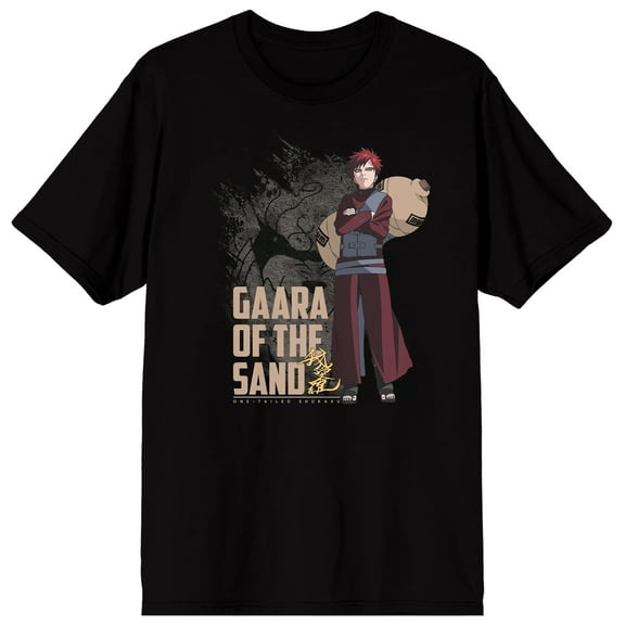 Naruto Shippuden Gaara Of The Sands Adult Black Crew Neck Short Sleeve T-shirt-Medium