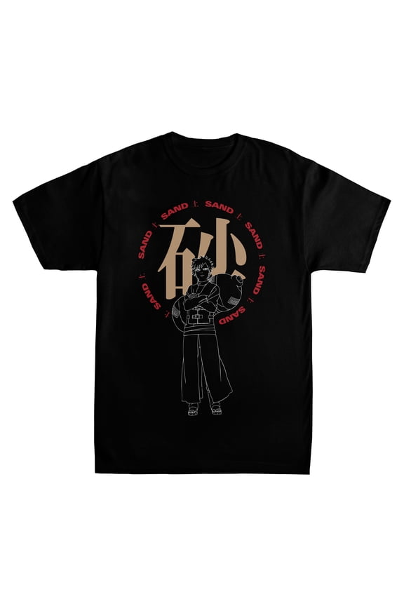 Naruto Shippuden Gaara Sand Men's Black T-Shirt-3XL