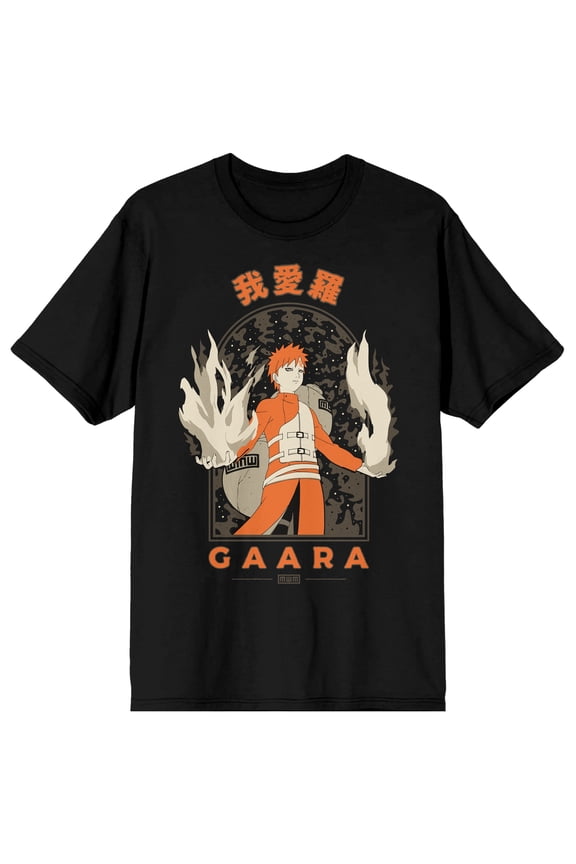 Naruto Shippuden Gaara Summoning Sand Men's Graphic Tee Screen-Printed Character Art Short Sleeve Crew Neck-Small