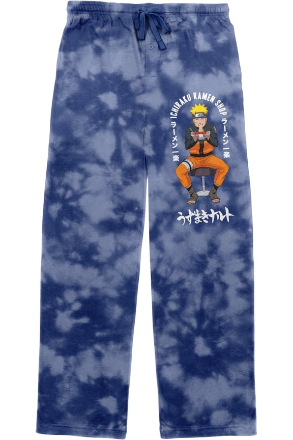 Naruto Shippuden Good Noodles Men's Cloud Blue Drawstring Sleep Pajama Pants-Medium