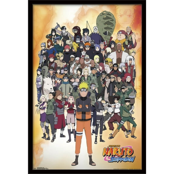 Naruto Shippuden - Group Wall Poster, 22.375" x 34", Framed